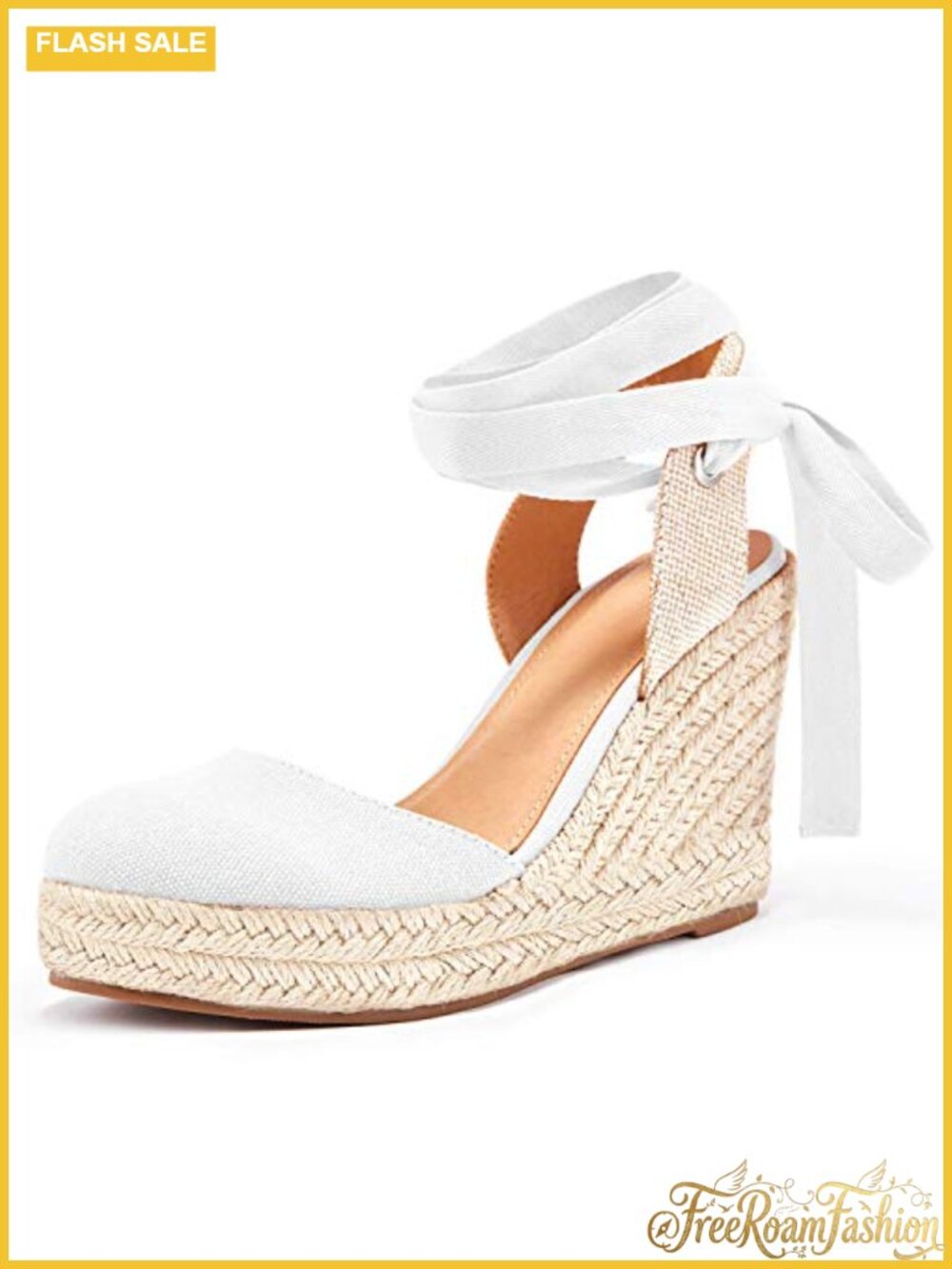 Suede Espadrille Wedge Sandals Lace Up Closed Toe Ankle Strap Platform Women